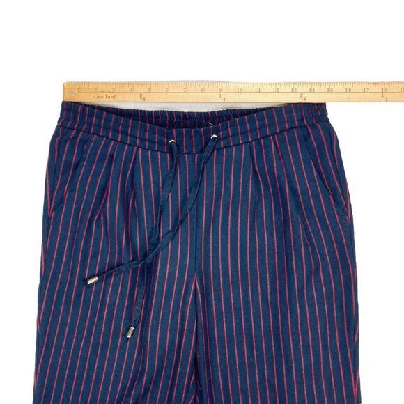 Primark Pants Womens Size 6 Navy Blue Striped Straight Leg Drawstring Pull On - Picture 8 of 14